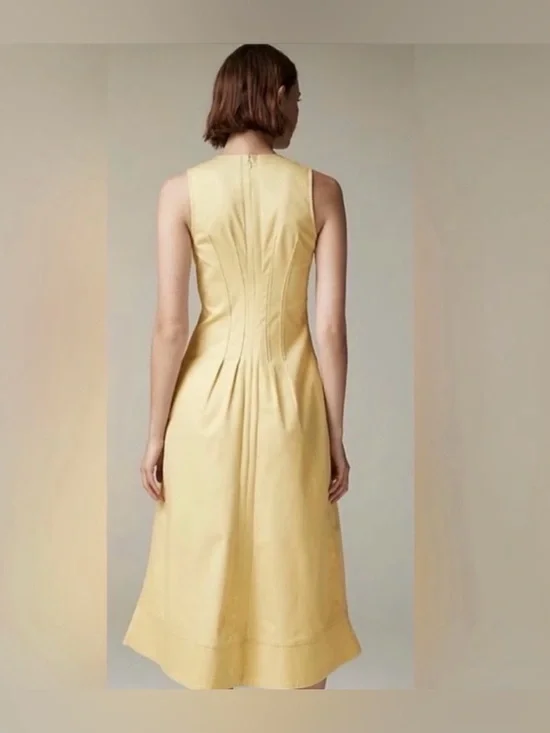 J.Crew Pintuck Midi Dress — Pale Yellow — Size 16 — NWT - Picture 4 of 16